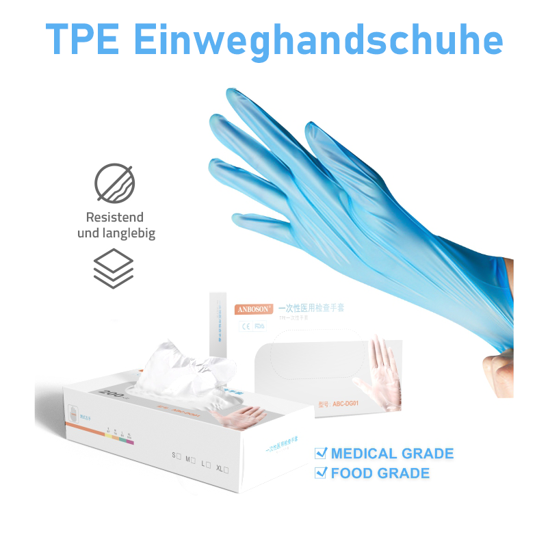 TPE Einweghandschuhe - 100 Stück - Für Medizin und Lebensmittel - Ohne Latex