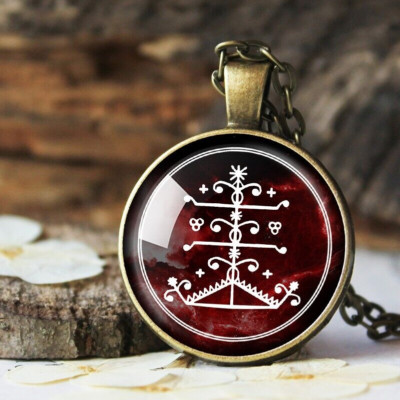 Ogou Feray Voodoo Loa Veve Pendant Vodoun Red Necklace Talisman Amulet Gift