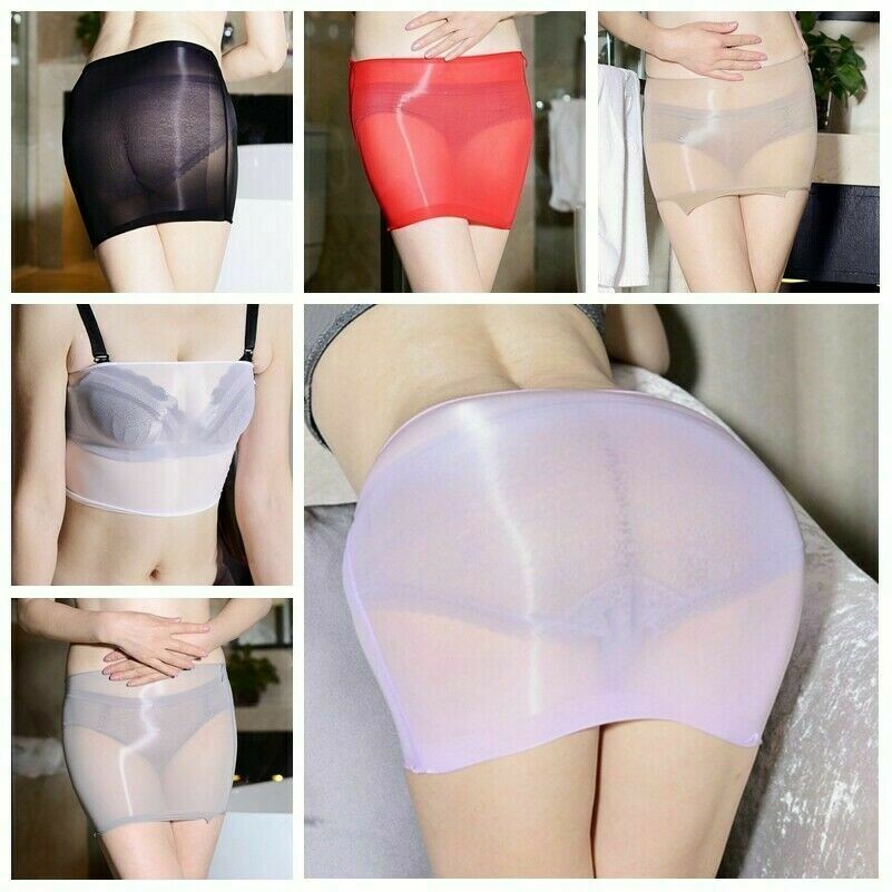 Damen Durchsichtig Mikro Minirock Bodycon Geölt Glänzend Sexy Nacht Club