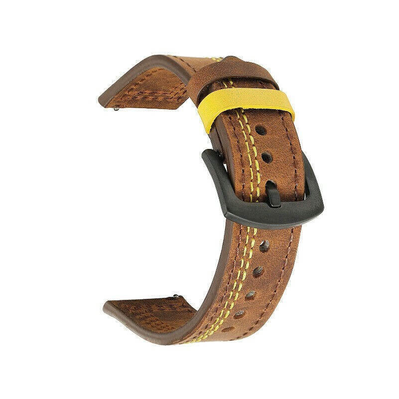 Men Genuine Leather Watch Strap Band with Spring Bars Vintage Brown 18-24mm
