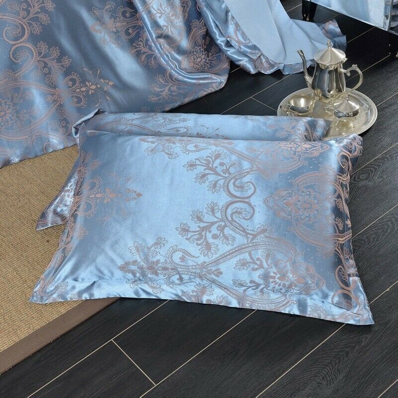 1 Pair Vintage Flower Satin Silk Pillowcase Standard Couple Cover Shells Fashion