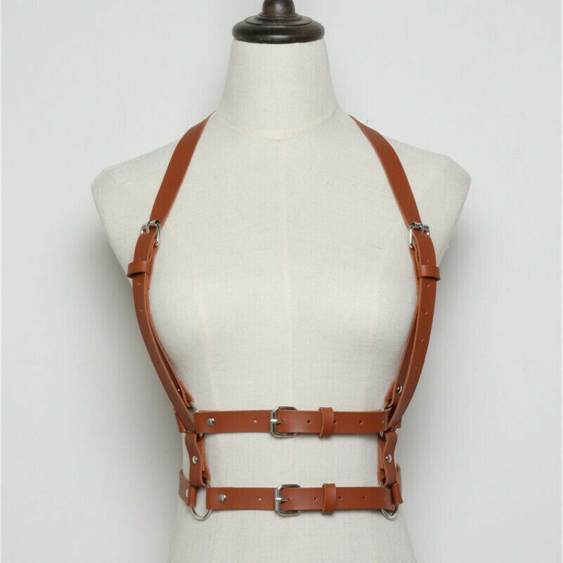 Femmes Cuir Synthétique Harnais de Sécurité Sangle Réglable Ceinture Gilet