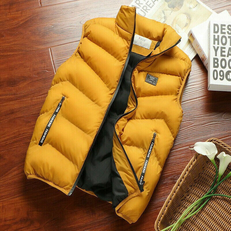 Herren Gesteppt Gefüttert Weste Puffer Jacke Mantel Gilet Outwearlinie Winter