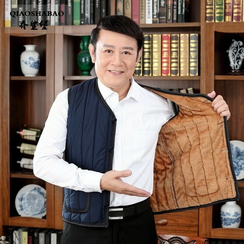 Men Gilet Fur Lined Bodywarmer Padded Puffer Quilt Vest Waistcoat Warm Black