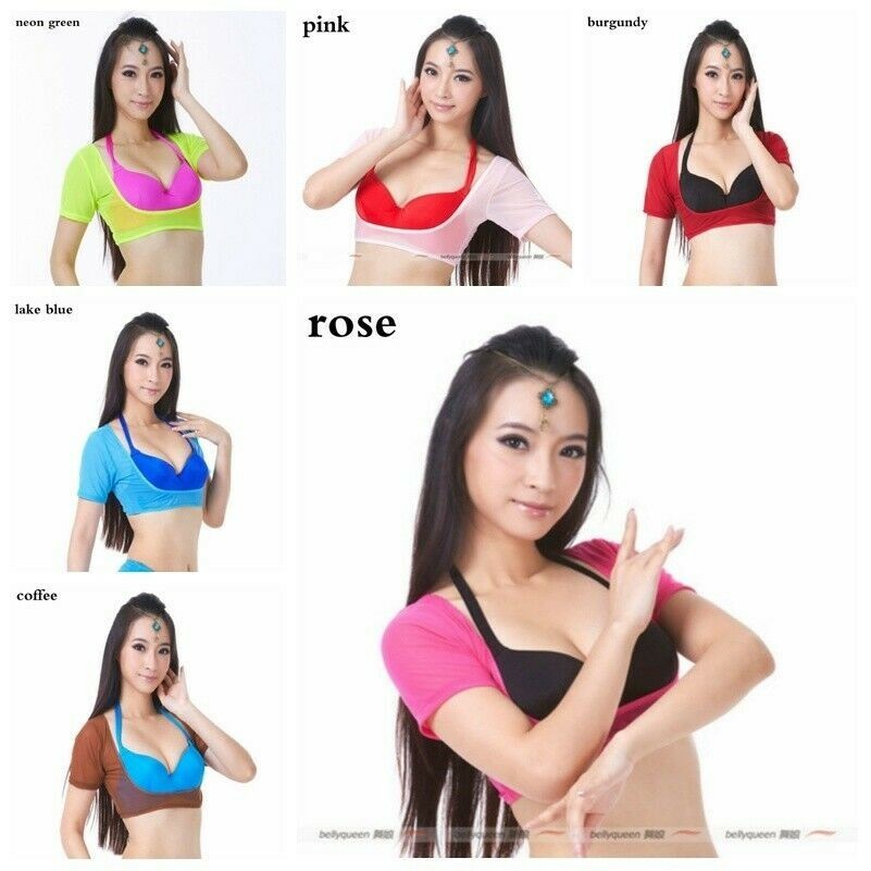 Dance Wear Bolero Mesh Bellydance Shrug Short Sleeve Ballroom Armlet Stretch New