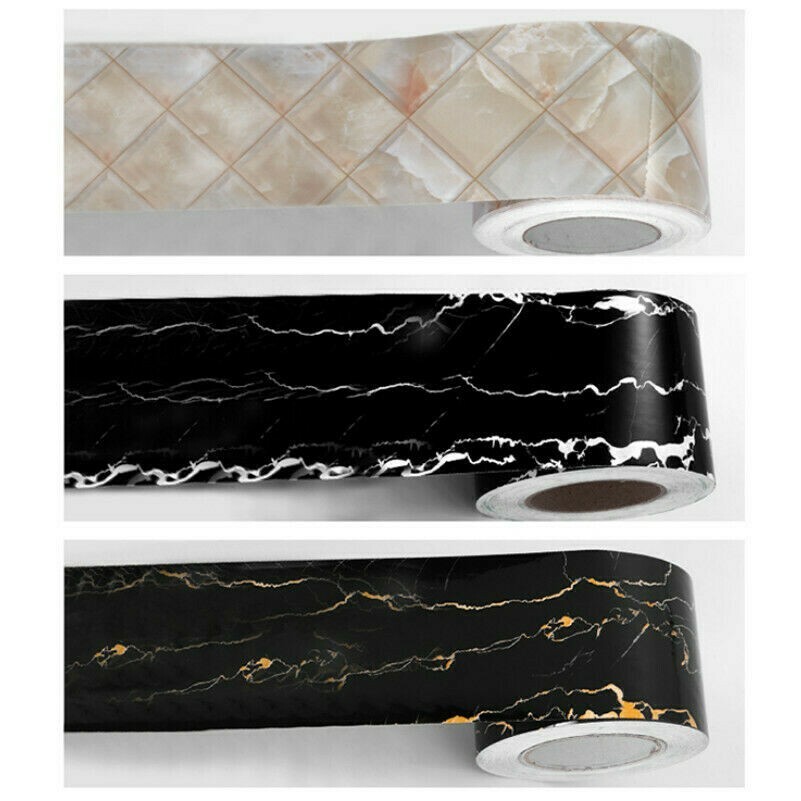 5M Marbre Grain Peint Mural Autocollant Plinthe Bordure Imperméable Décor Maison