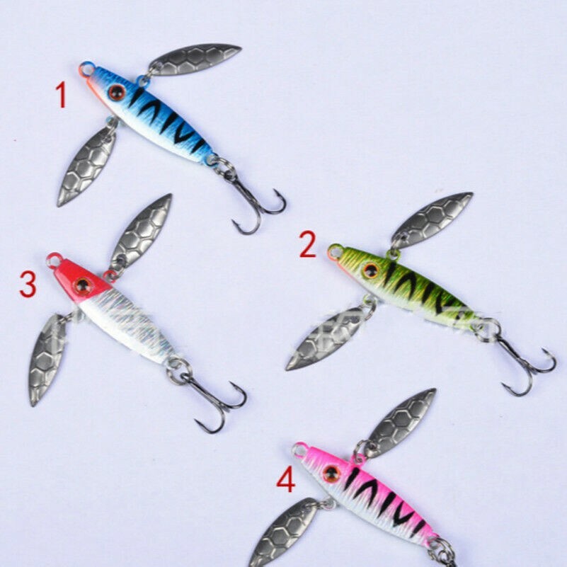 4 X Spinner Lure Fishing Bait Hook Tackle Sea Spoon Bass Trout Pike Hard Mental