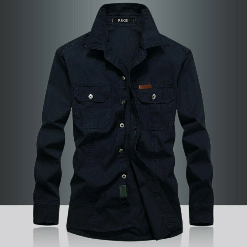 Men Military Army Shirt Tactical Long Sleeve Cargo T-Shirt Pocket Top Casual SPW