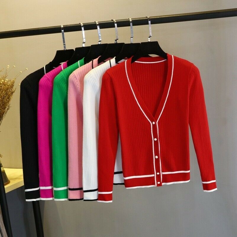 Women Knitted Cardigan Sweater Jacket Cashmere-like Button Coat Jumper Fashion