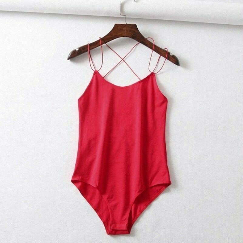 Lady Strap Bodysuit Camisole Spaghetti Vest Sleeveless Leotard Basic Tops Casual