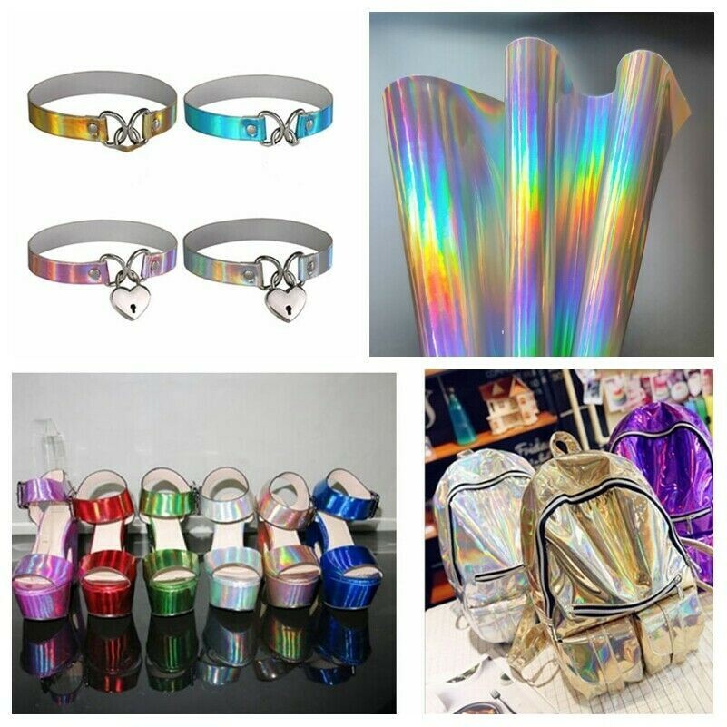 Kunstleder Stoff Metallisch Glänzend Laser Hologramm DIY Basteln Material A4A5