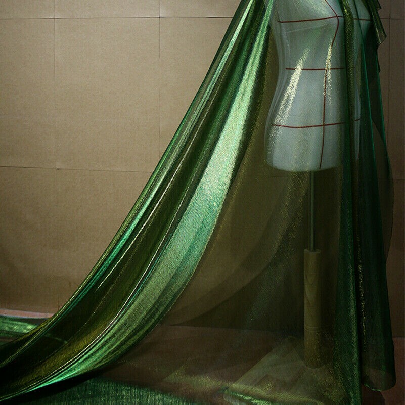 90cm Puro Tessuto di Maglia Fai Abito Costume Materiale Verde Oro Due Tono 150cm
