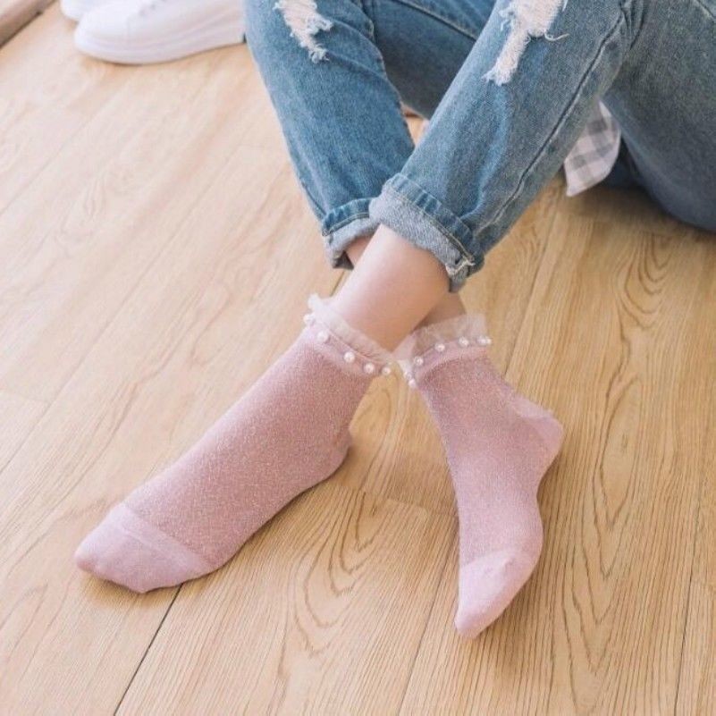 5-paires-femme-maille-pur-chaussettes-lacets-perle-synth-tique-paillette