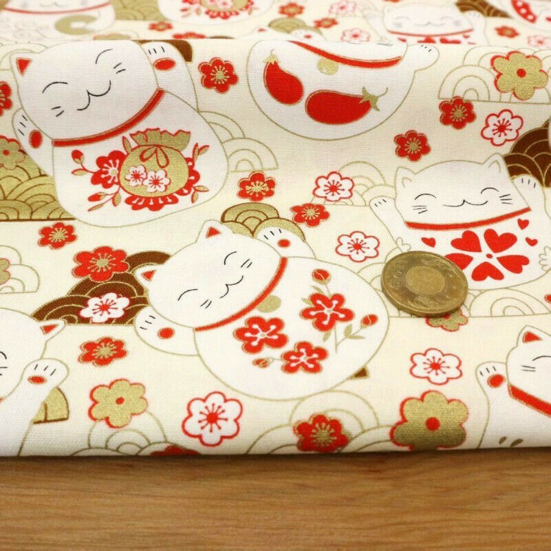 Japanisch Pure Baumwolle Stoff Kaninchen Lucky Cat Bedruckt Vorhang Basteln Tuch