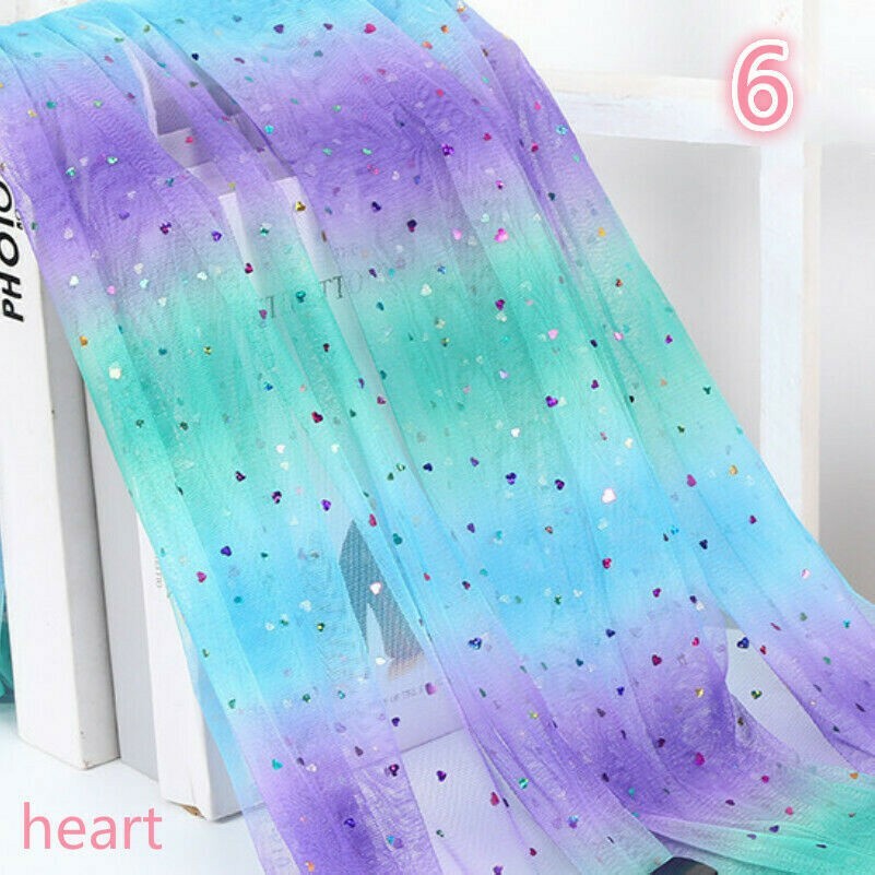 Regenbogen Netz Tüll Stoff Voile Farbverlauf Sheer Star Rock Kleid