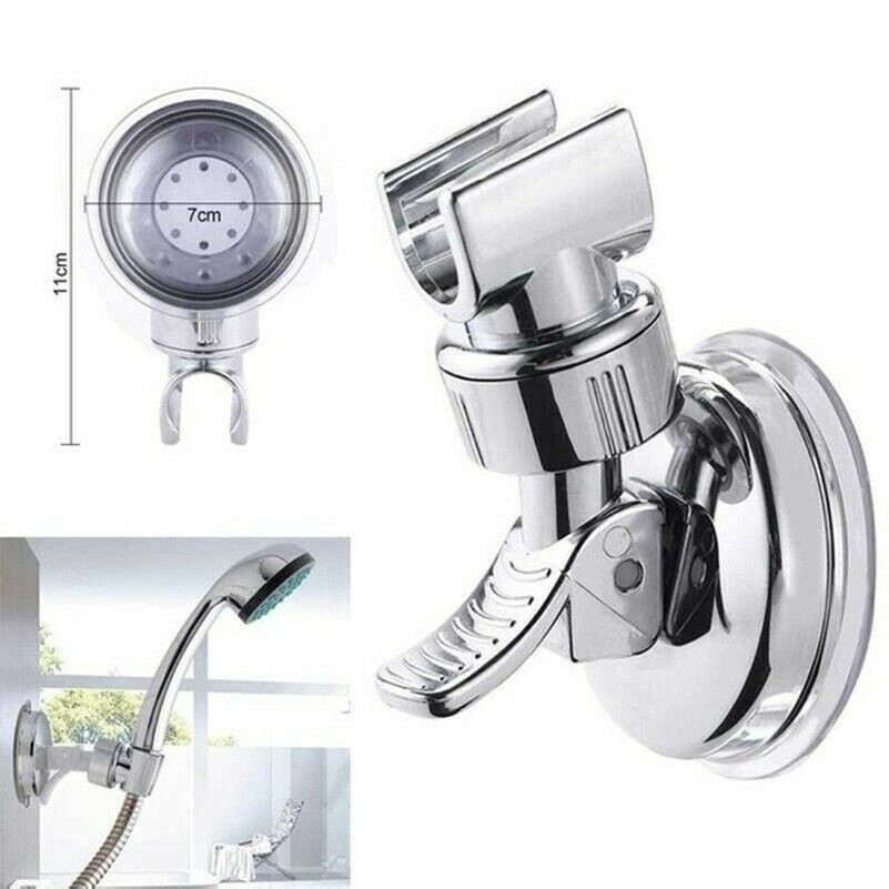 Shower Head Holder Chrome Bathroom Wall Mount Adjustable Suction Bracket