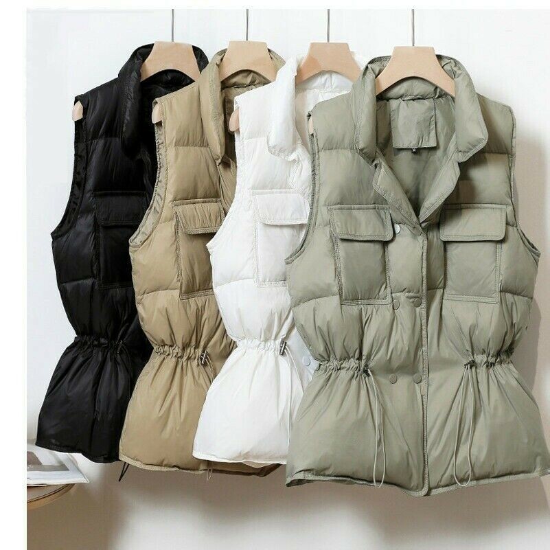 Women Duck Down Waistcoat Puffer Vest Padded Quilted Jacket Coat Sleeveless