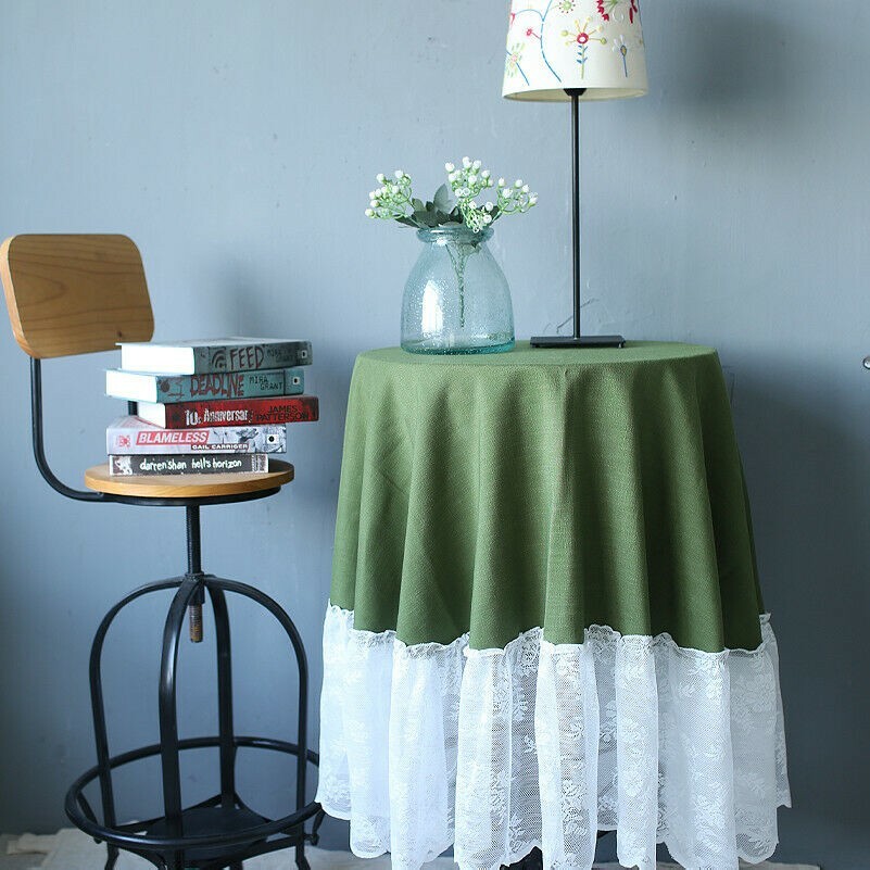 1x 155cm Round Tablecloth Lace Spliced Table Cover Cloths Home Modern Arts Decor