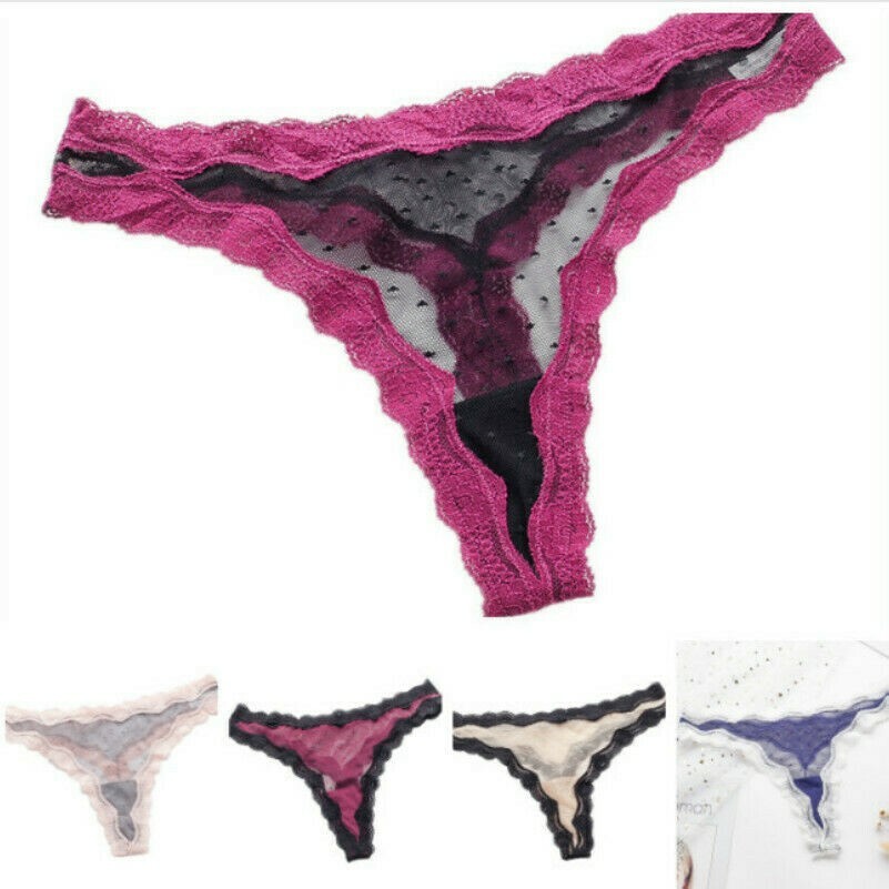 5 X Damen Spitze Tanga Slip Netz Transparent Unterwäsche T-Rücken