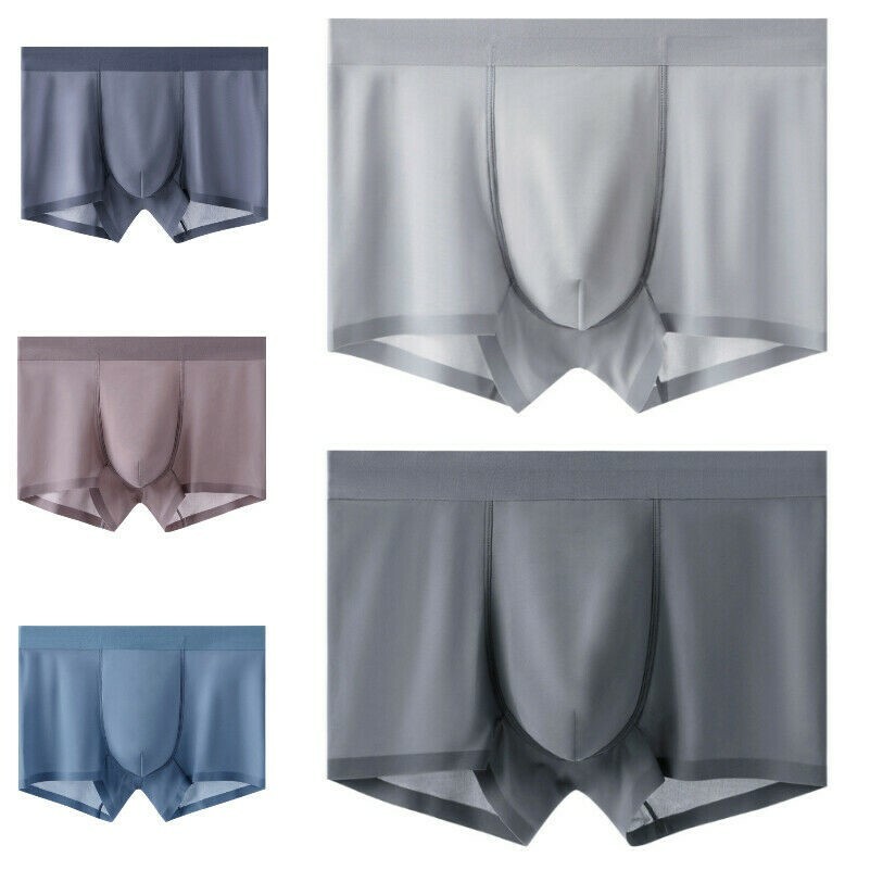 Herren Ice Seide Dünn Boxer Shorts Durchsichtig Atmungsaktiv Kühlend Unterwäsche