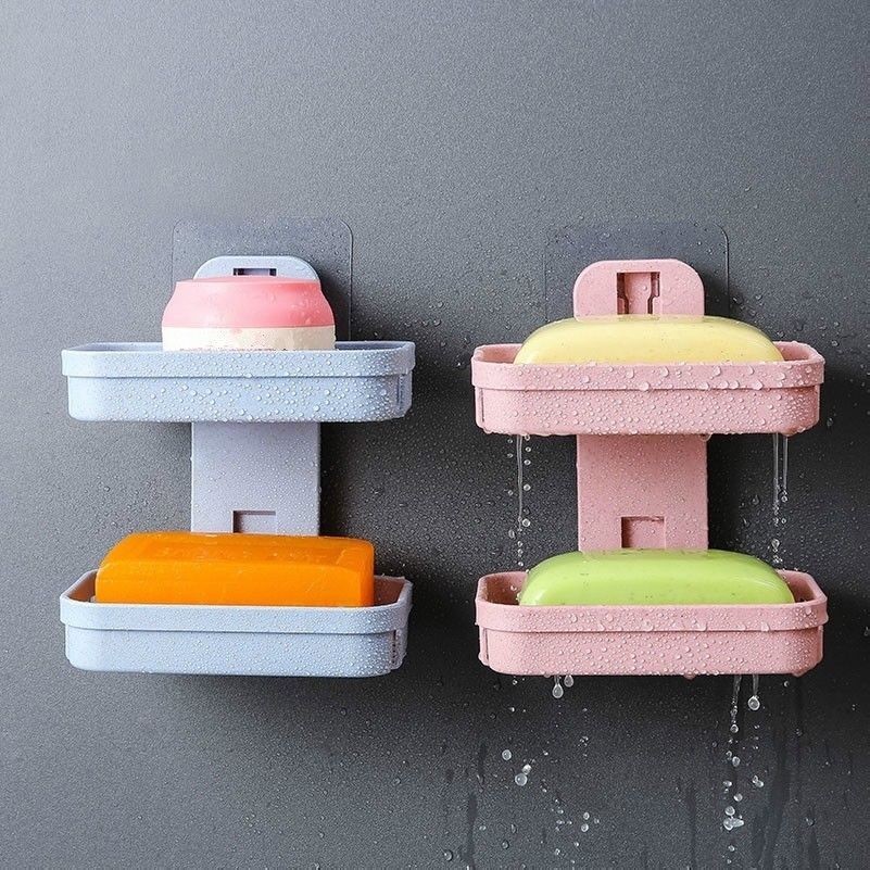 deux-set-de-salle-bain-fixation-ventouse-savon-plateau-creative-tenture-murale