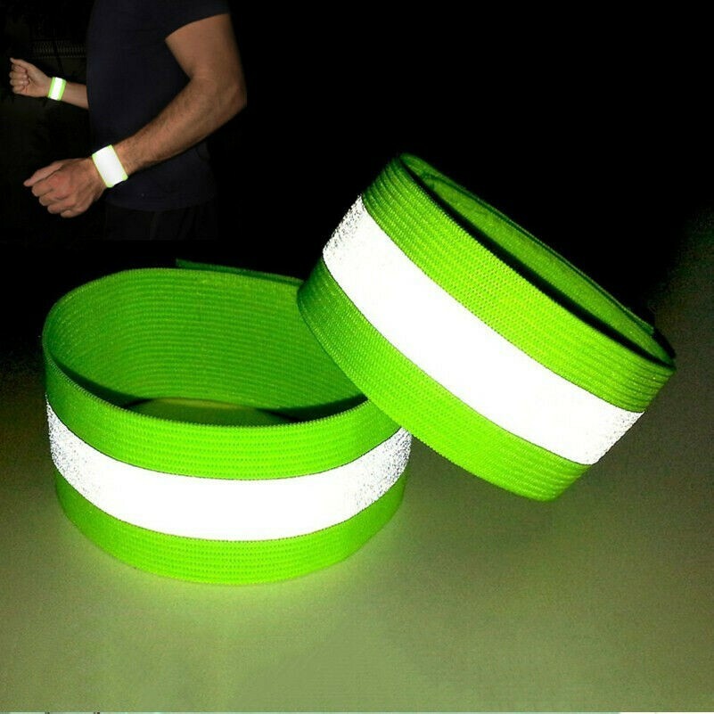 6x Riflettente Fascia Braccio Hi Vis Polso Caviglia Cintura Notte Corsa Safety
