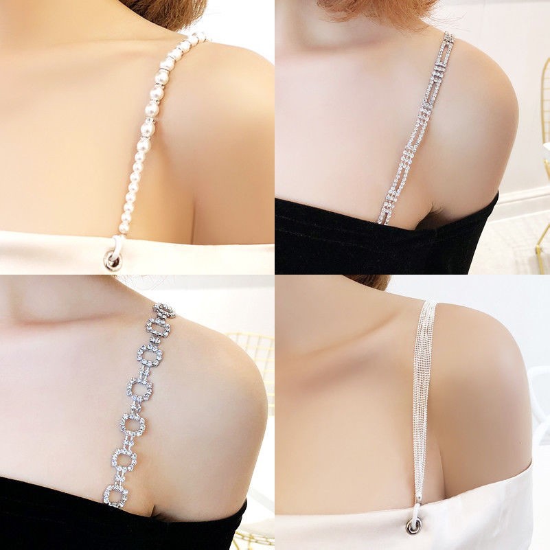 1 Paar Kristall Strass BH Träger Bling Schulter abnehmbarer Party Club