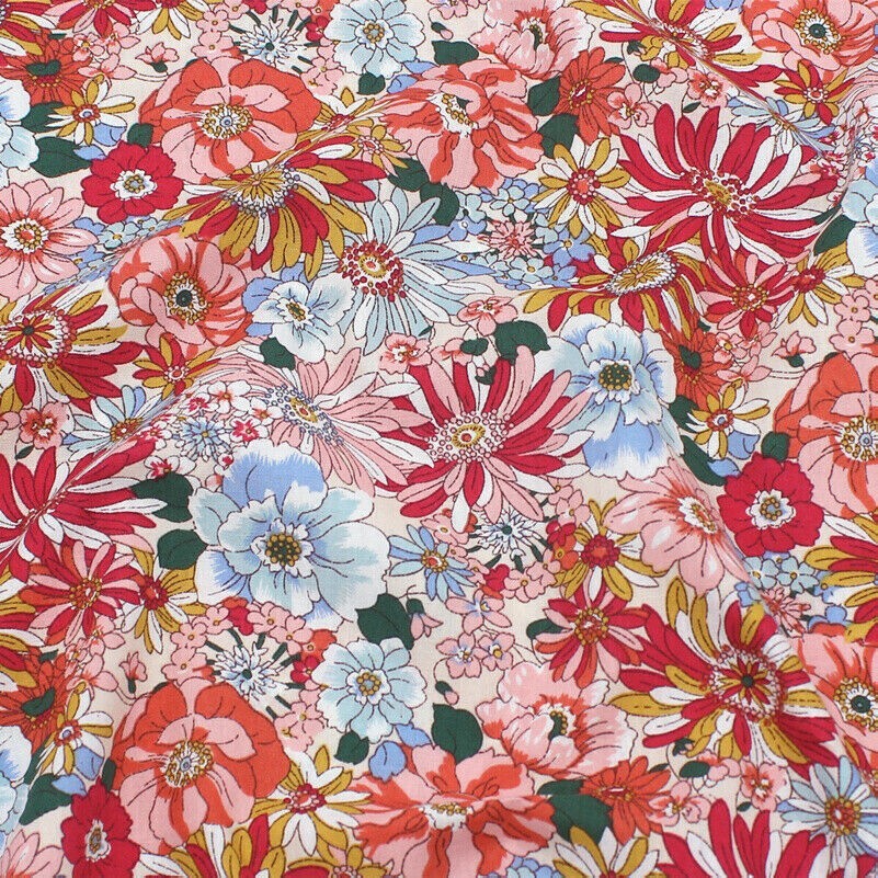 Floral Pattern Cotton Fabric Flower Craft Cloth Dress Costume 100*147cm DIY