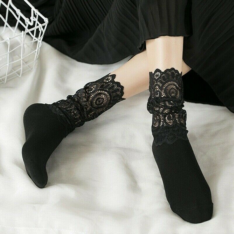 Donna Pizzo Slouch Calzini Giapponese Traforato Princess Impilati Autunno Winter