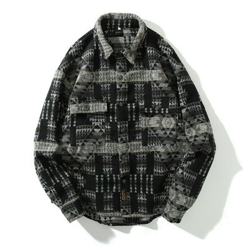 Camicia Giacca Cappotto Vintage Etno Maschile In Brushed Giapponese Harajuku