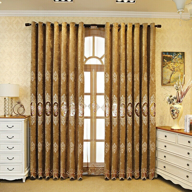 1PC European Chenille Blackout Curtain Window Drapes for Living Room Eyelets