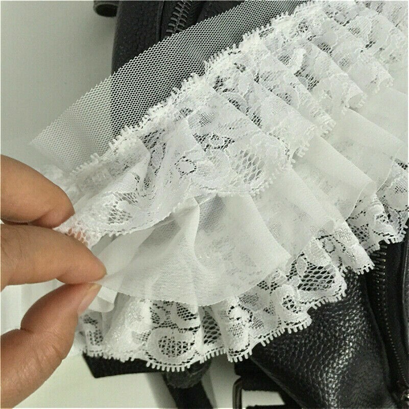 3 Lagen Spitze Stoff Rand Chiffon Plissiert Rüschen Nähen Rüschen Rand Lolita