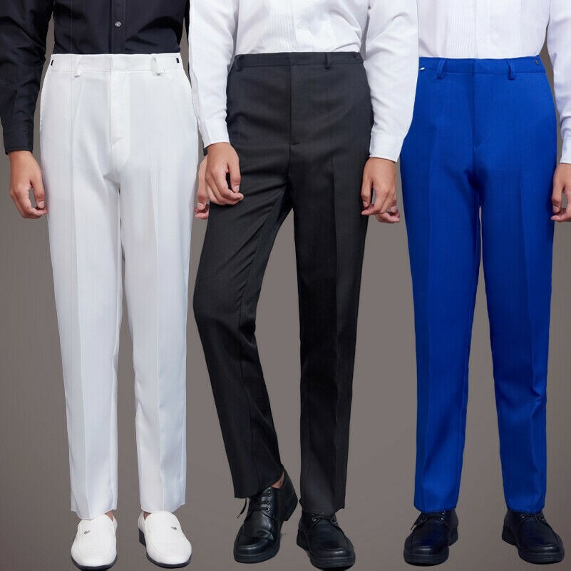 Hommes Robe Pantalon Habillé Affaires Droit Jambe Mariage Scène Déguisement