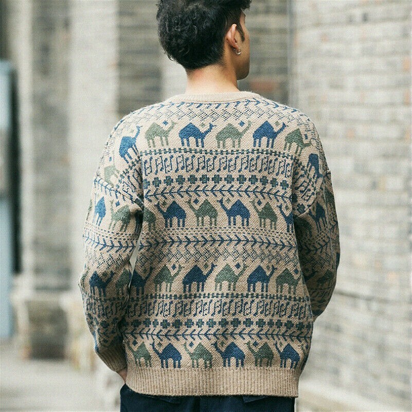 Hommes Pull Tricot Hiver Chaud Imprimé Pull Pull Desseré Ras Cou Hauts