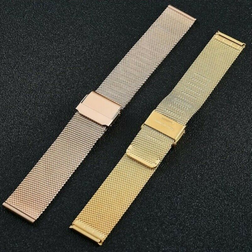 Herren Damen Edelstahl Armbanduhr Band Faltbar Dornschließe Metall Quick Neuheit