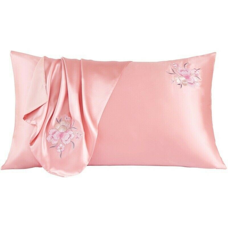 1PC 100% Maulbeerseide Kissenbezug Queen Größe Chinoiserie Bestickt Druckschrift