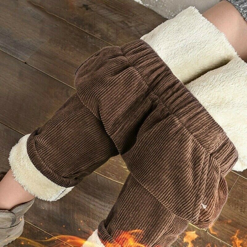 Femme Velours Pantalon Polaire Doublé Chaud Épais Taille Élastique Décontracté