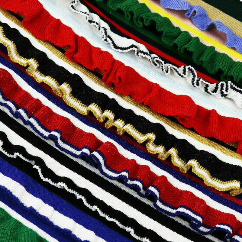 1M Baumwolle Gestrickt Gerippt Rand Streifen Rüschen Stretch Ausschnitt Saum Näh