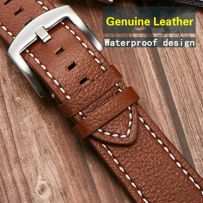Double Sided Genuine Leather Watch Strap Band Brown Black Mens 18mm-22mm
