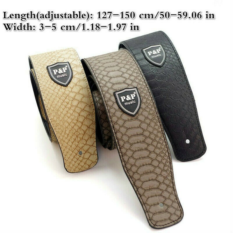 Leder Geprägter Gitarrengurt Dehnbar Einstellbar für Akustische E-Gitarren