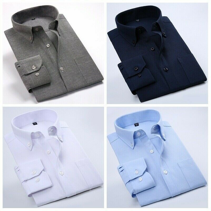 Men Oxford Shirt Formal Blouse Office Business Work Button Down Top Fashion SPW