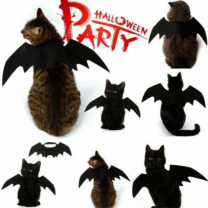 Dog Cat Cosplay Clothing Costume Black Bat Wing Halloween Party Pet Gifts