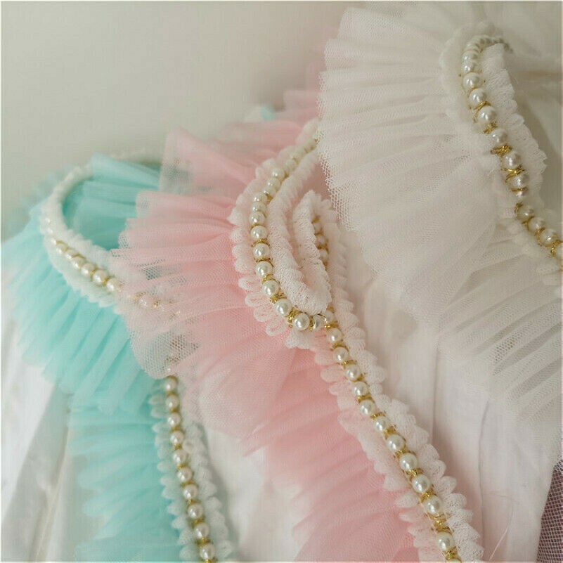 2M Perle und Spitze Netz Rüschen Kante Nähen Rand Kleid Basteln DIY