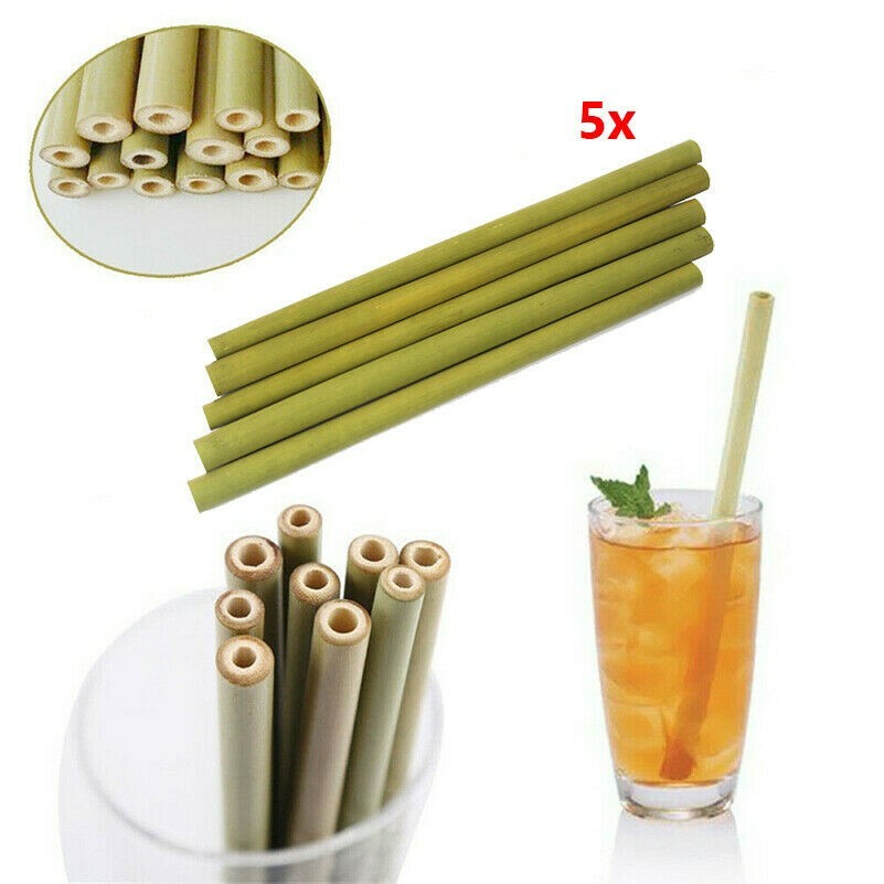 5 X Bambus Trinkhalme Wiederverwendbar Umweltfreundlich Party Küche Gesund DIY
