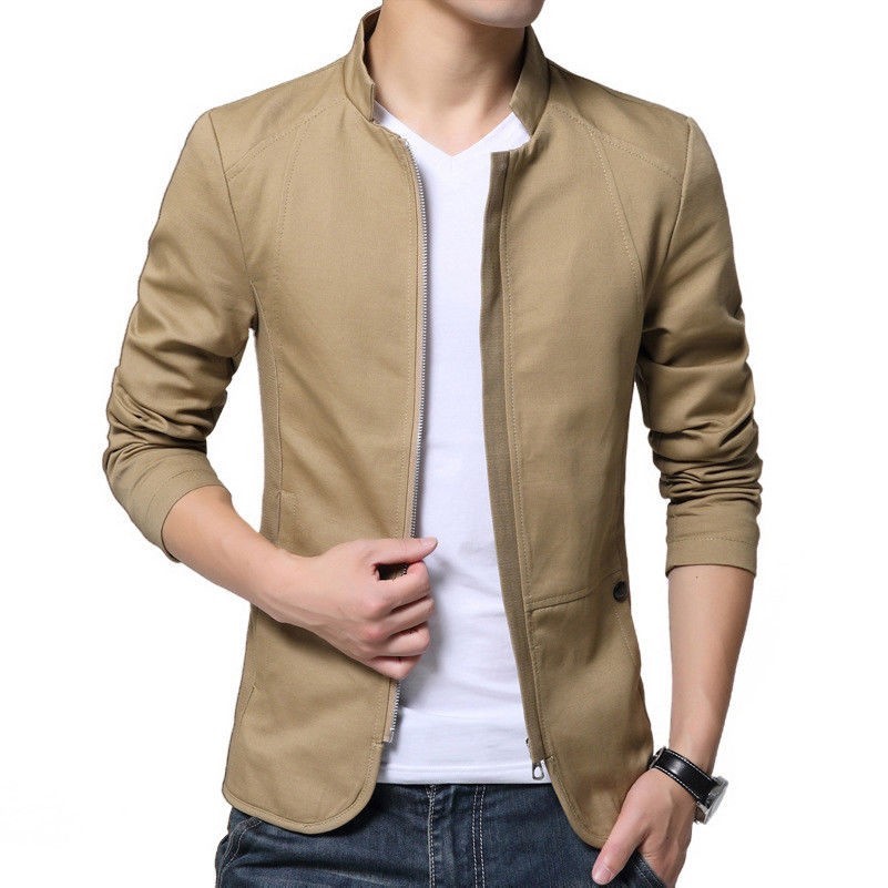 Mens Bomber Jacket Autumn Casual Coat Slim Fit Blazer Top Outwear Windbreaker