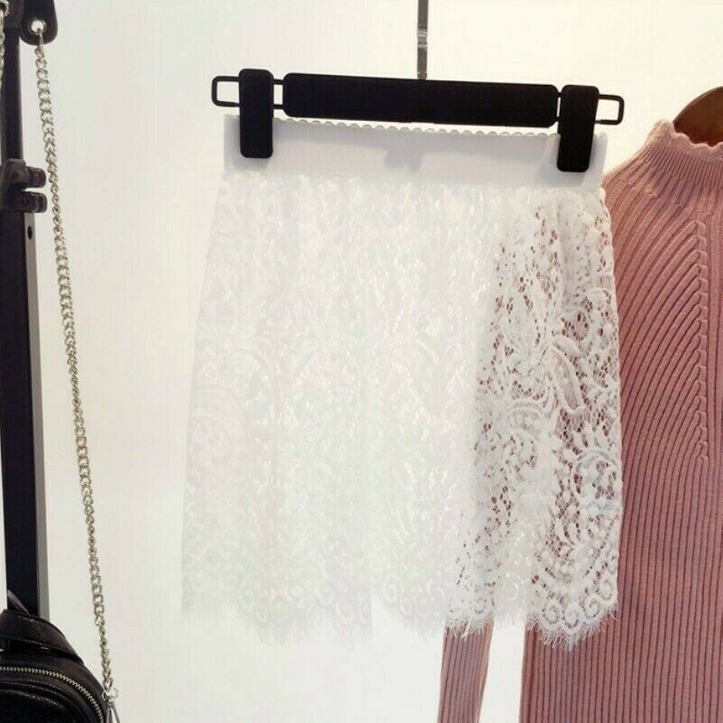 Women Lace Slip Skirt Extender Underskirt Petticoat A-Line Half Floral Sheer