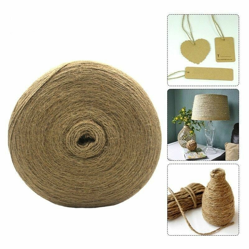 100M Naturbraun Jute Hanf Seil Schnur Schnürsenkel Band Bastelarbeiten DIY 1/
