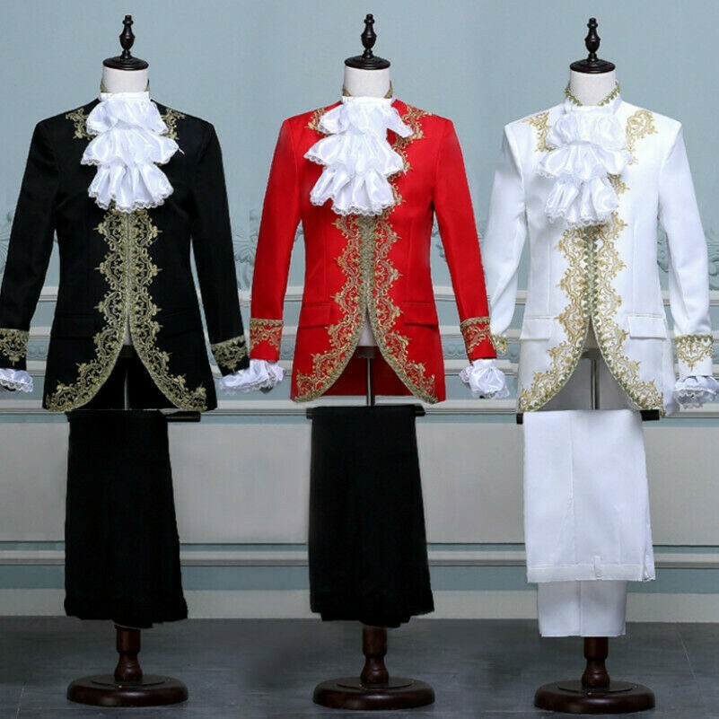 Mens Victorian Suit Jacket Pants Hussar Longline Tunic Blazer Embroidered