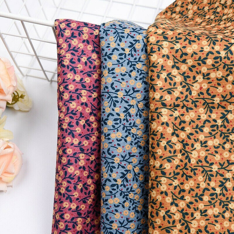 100x150cm Corduroy Floral Fabric Flower Cloth for Clothes Dress DIY Craft Sewing