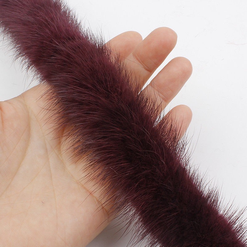 Manteau de Vison Poils Bord Fourrure Bande Pelt Furry Moelleux Cousue Tissu